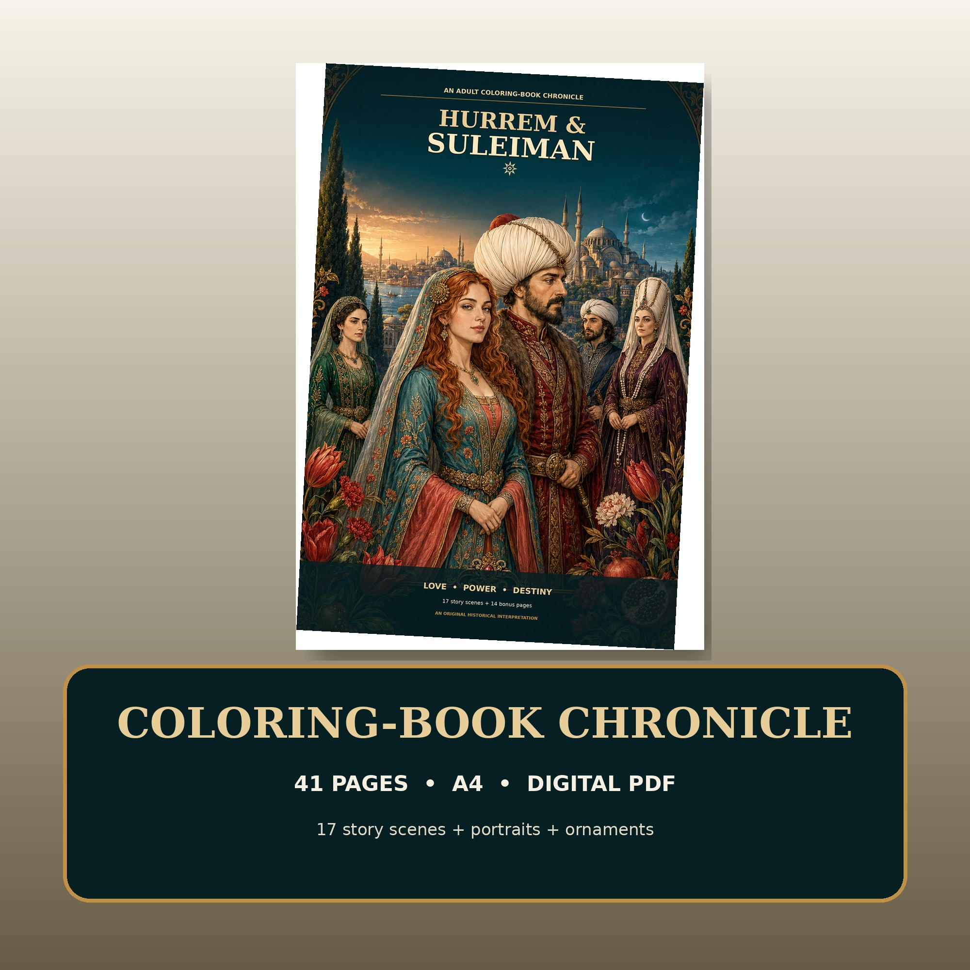 Hürrem and Suleiman historical coloring-book chronicle