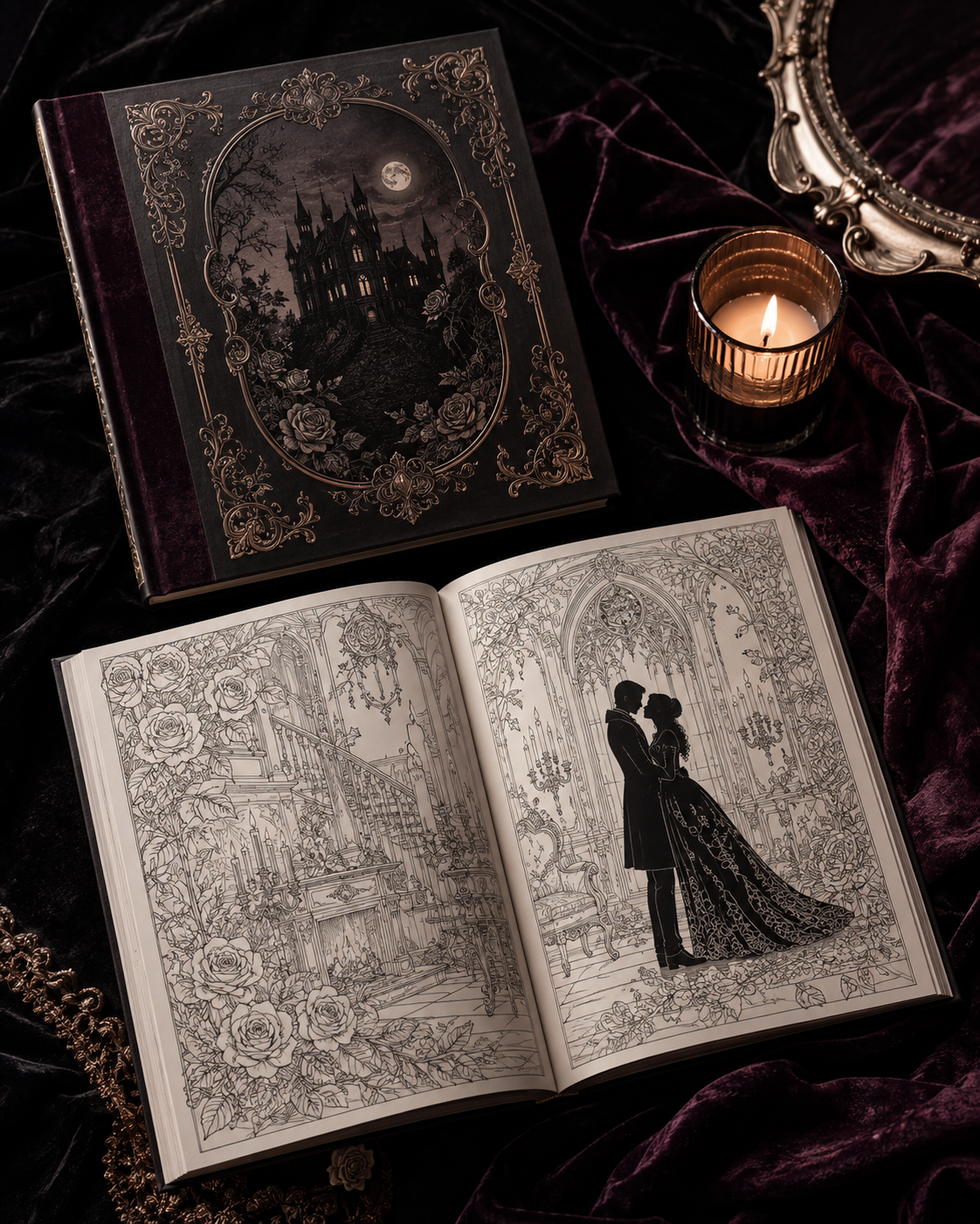Velvet Secrets printable coloring book preview